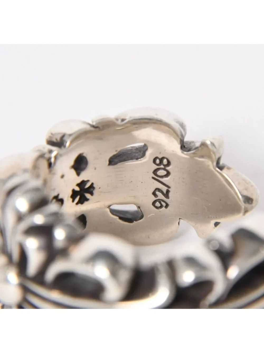 Chrome Hearts Double Floral Cloth Sling Ring Cross 925 Sterling Silver